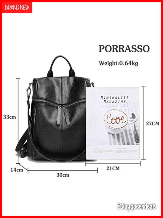 Large Waterproof Faux Leather Backpack Women Travel Work Daypack Anti-Theft